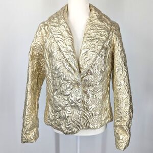 MICHAEL Michael Kors Women's Formal Gold Metallic Brocade Blazer Suit Jacket 8